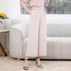 Women's Summer Ice Silk Wide-Leg Pants: Versatile, Slimming Nine-Point Pants for Middle-Aged and Elderly.