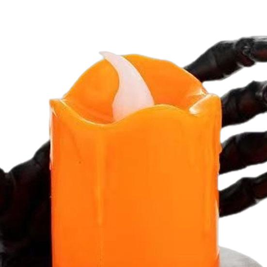 Halloween Party Prop Candle Light, LED Skeleton Hand Decoration with Flickering Dark Theme Decor Flame, Spooky Tabletop for Haunted House Horror