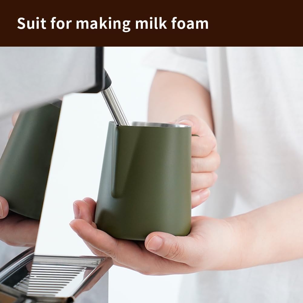 watchget Milk Pitcher, Milk Jug, Latte Art Pitcher, Milk Frother, Espresso Steam Pitcher, Stainless Steel, Graduated, Latte Art, Cappuccino Cup,