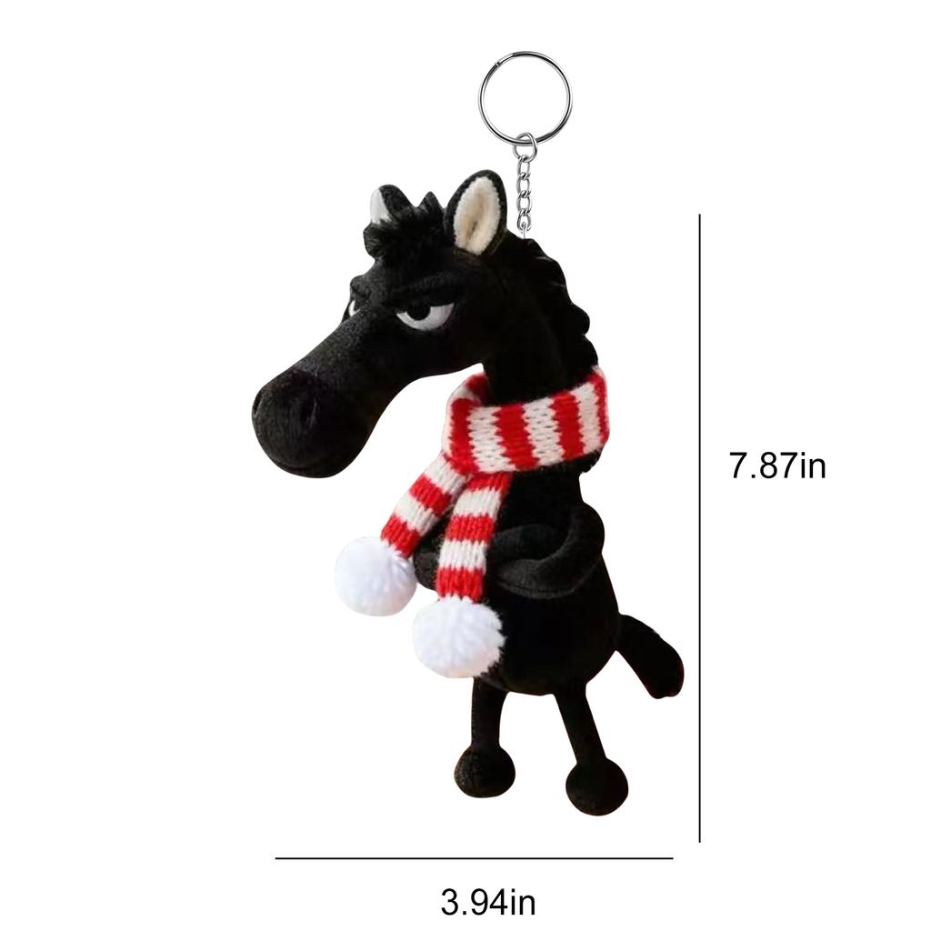 Soft Horse Plush Pendant Symbolizing Strength Courage Balance Horse Keychain Plush Toy with Scarf for Backpack Purse and Bag