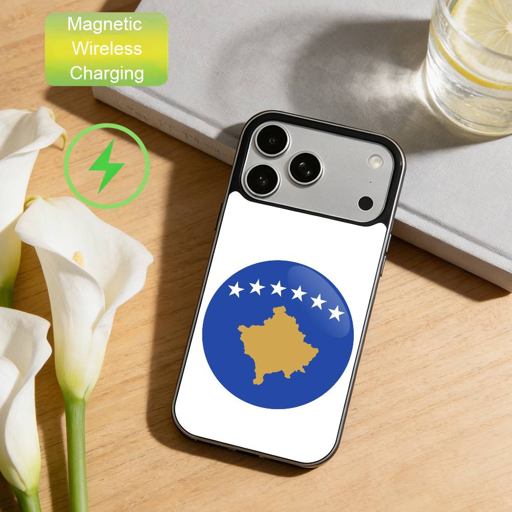 

Kosovo Flag Map Phone Case For iPhone17,16,15,14,13,12,Wireless charging protective case soft cover iPhone11PRO