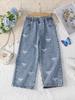 Cute and Sweet Bow Pattern Single-piece Girls' Casual Outdoor Trousers, New Spring/summer Arrival