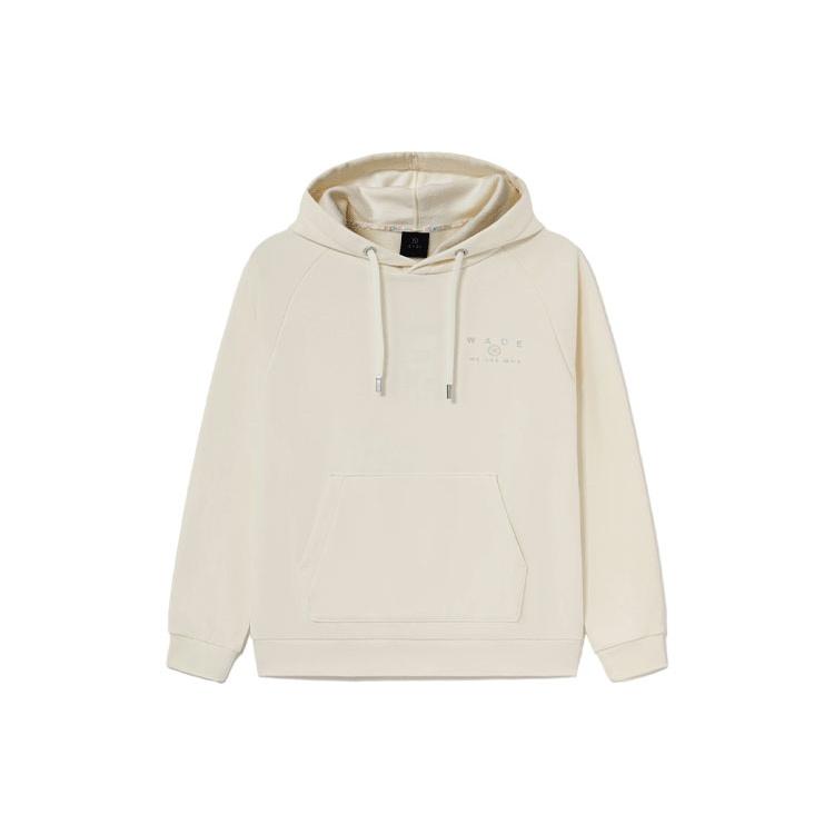 Li-Ning Wade Series Alphabet Pattern Fleece Lined Pullover Hoodie  Cream White  Unisex AWDS115-6 L