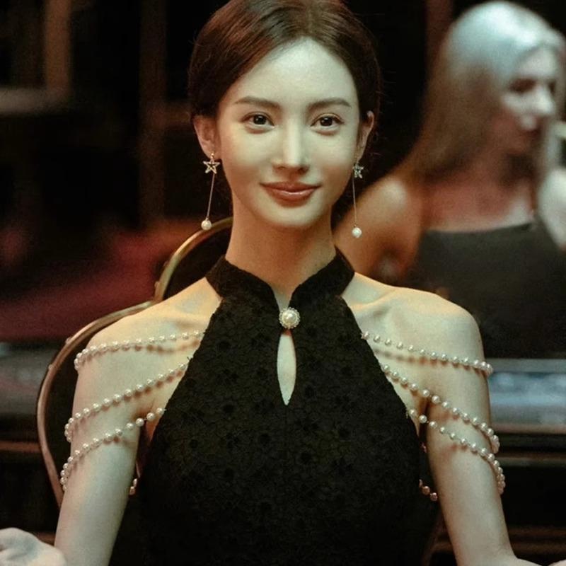 Go all out, Jinchen Anna has the same long fringed star pearl earrings, earrings show the face, small stud earrings, earrings, pendants for women