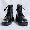 High Quality High Top Leather Boots for Men,British Casual Trend Platform Boots,New Workwear Motorcycle Boots Botas Para Hombre