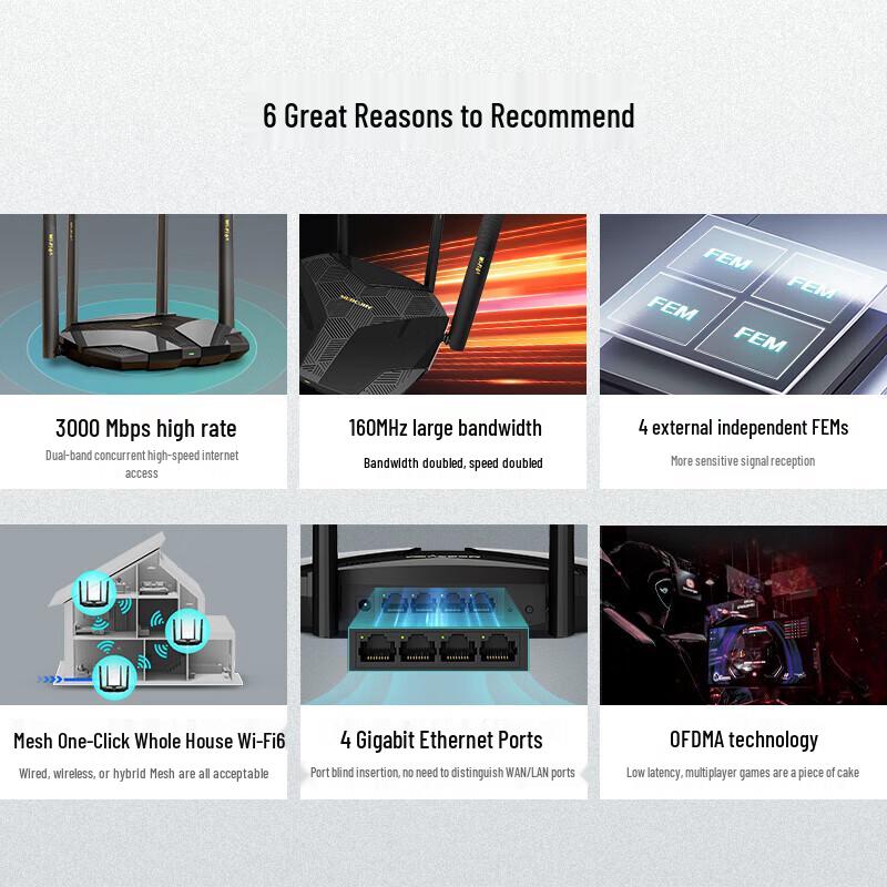 Mercury AX3000 Wi-Fi 6 Dual-Band Gaming Mesh Router (CN-Version)