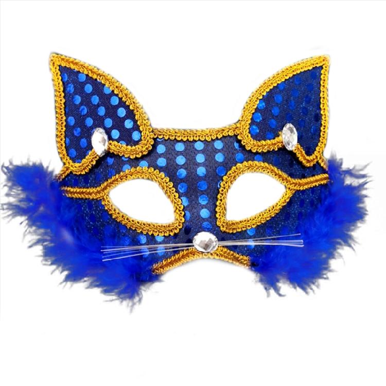 Masquerade Mask Foxes Mask Halloween Costume Mask Sequins Cats Mask Half Face Mask for Party