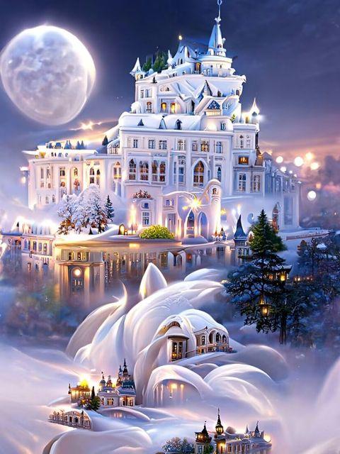 5D DIY-diamantmaleri Chateau Montrose-sett Full firkantet rund diamantbroderi Drømmeblomsthus Hage Mosaikkveggkunst
