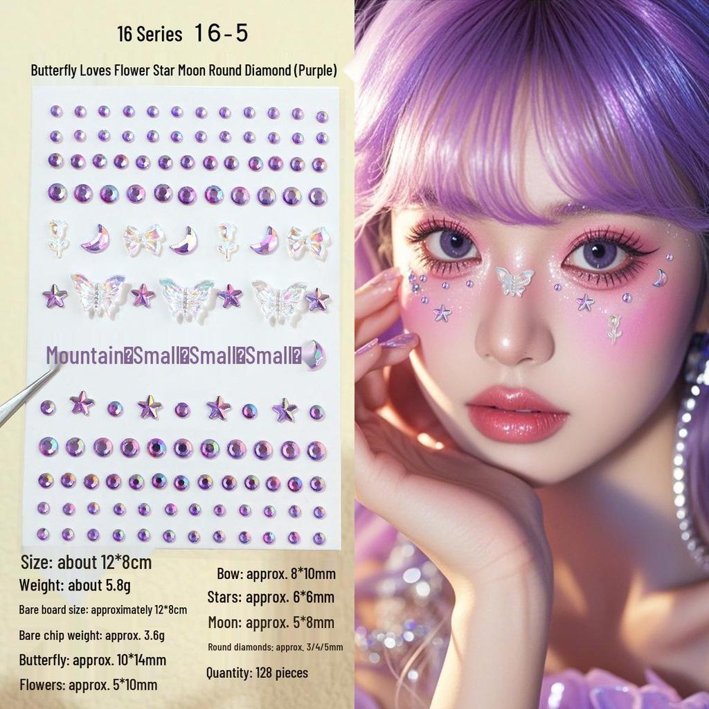 Children's Rhinestone Rose Diamond Face Stickers for Concert Makeup & Styling