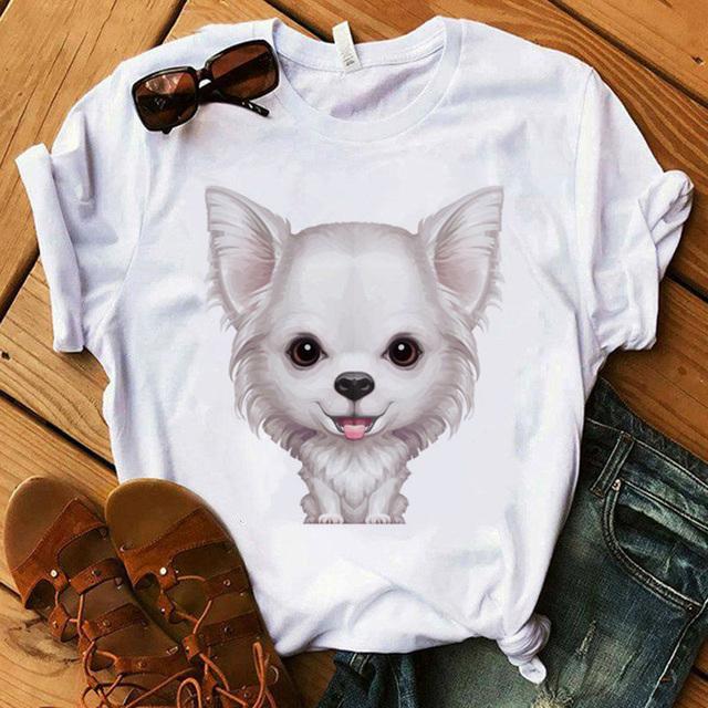 Zogankin Chihuahua Momma Print Dámské tričko Léto Nová móda Tričko Funny Dog Design Krásná dívka Tričko Tričko Femme