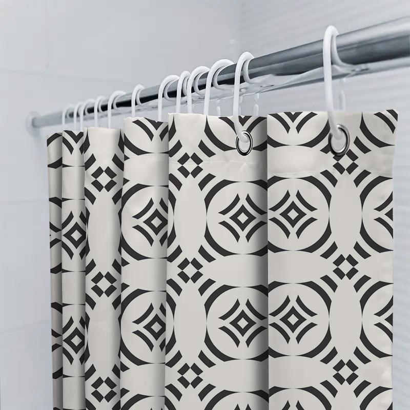 Modern geometric bathroom curtains waterproof design black white jacquard shower curtain luxury decorative custom sizes availabl