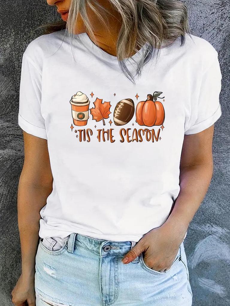 Sommer Damen Bedrucktes Rundhals Kurzarm T-Shirt - Lässige Mode