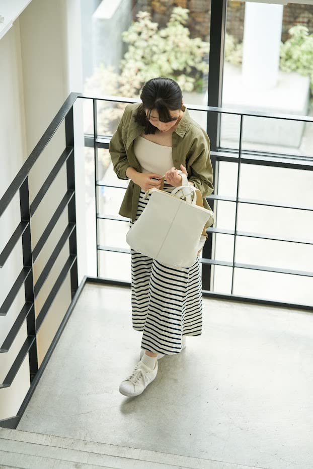 (Rena-Iris) Hergestellt in Japan, GENOVA Japanischer Rindsleder-Rucksack, schmal, ri-2643-wh