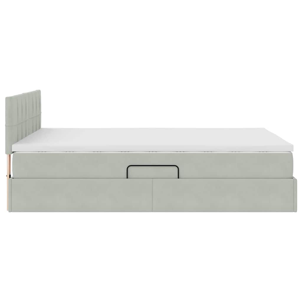 Storage Bed with Mattress Light Grey 140 x 200 cm Velvet