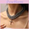 Cross Pendant Beaded Necklace With Geometric Style Handmade Chain For Men And Women