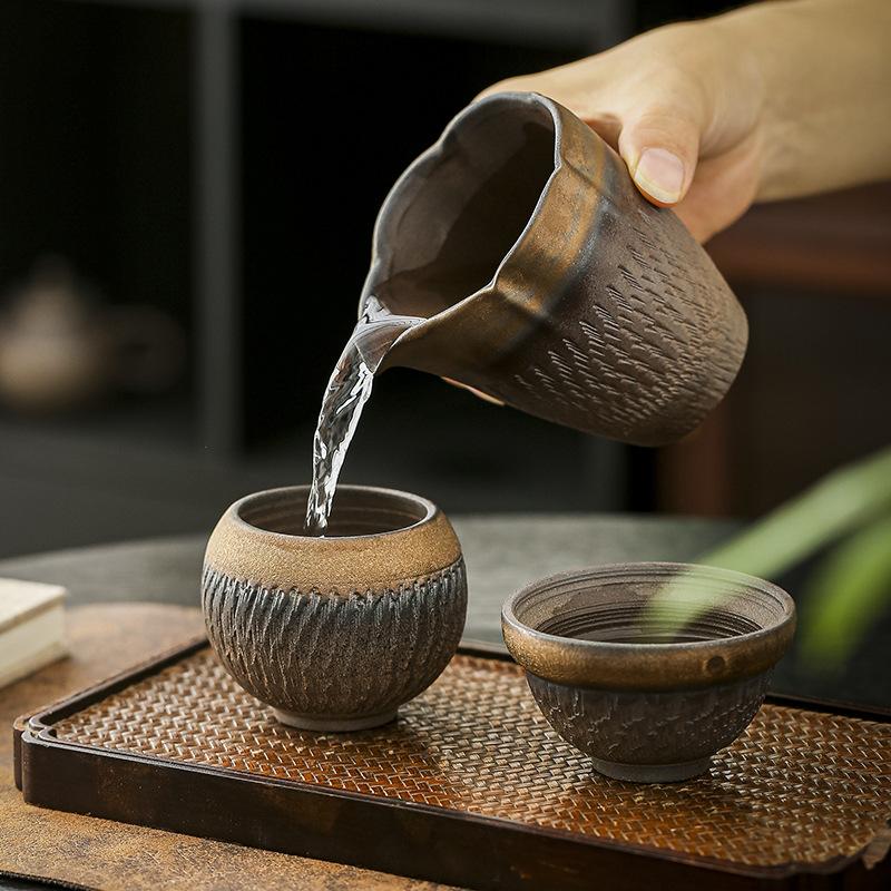 Retro Coarse Pottery Jumping Knife Craft Master Cup Teacup Tea Cup Single Cup Kung Fu Tea Set Household Teacup
