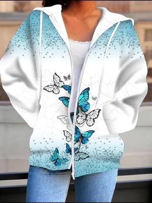 Vlinder 3D Geprint Vest met Capuchon Grote Mat Herfst Winter Retro