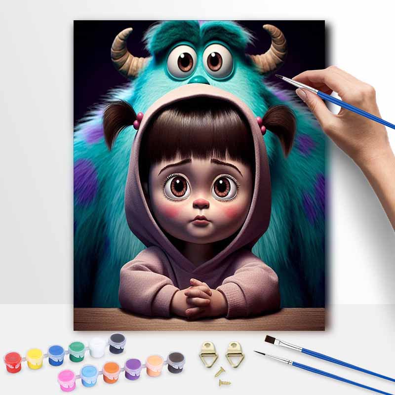 Disney Monsters Painting Kit Home Bedroom Wall Decor Handmade Gift Art Crafts Supplies DIY Oil Painting Canvas Pictures Fun Decor Set