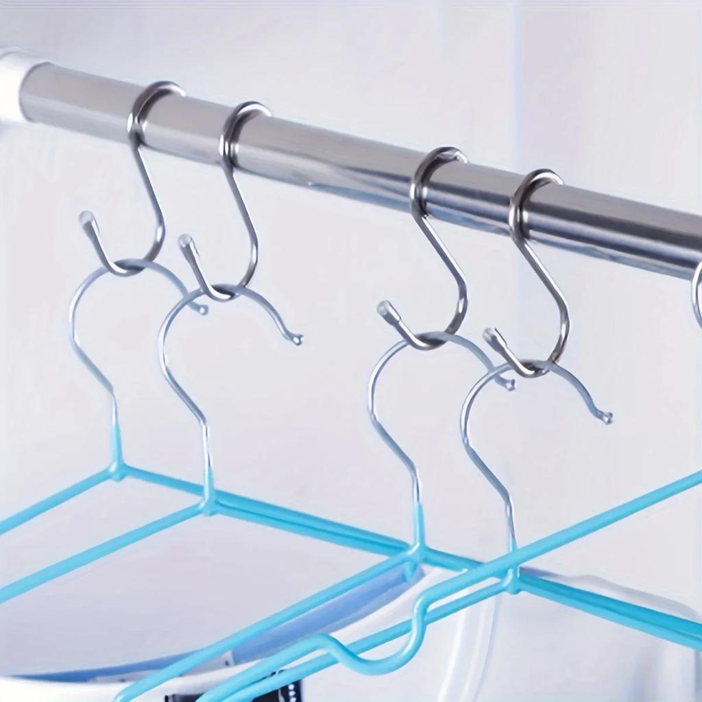 4/8pc-S-shaped Cabinet Door Hooks Stainless Steel Punch-Free Behind Door Hanger Holder Home Kitchen Bathroom Door Organizer Hook