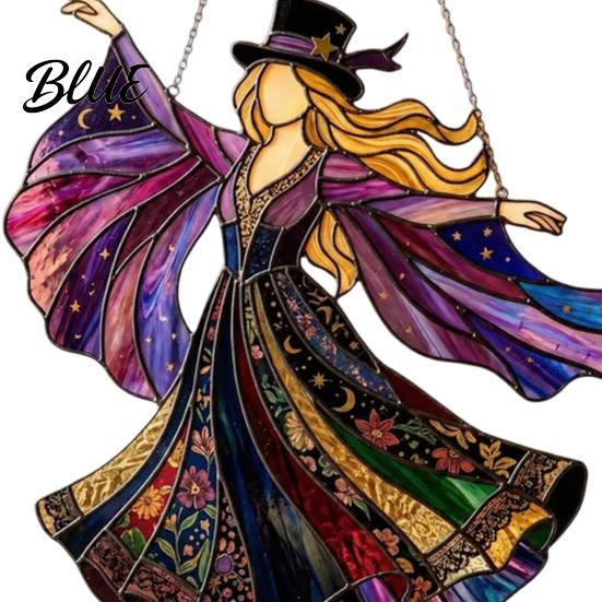 Spinner for Car Mirror Decor Dancing Lady Sun Catcher, Handmade Stained Glass Wind Spinner, Patio Hanging Decoration Boho Sunlight Catcher Window