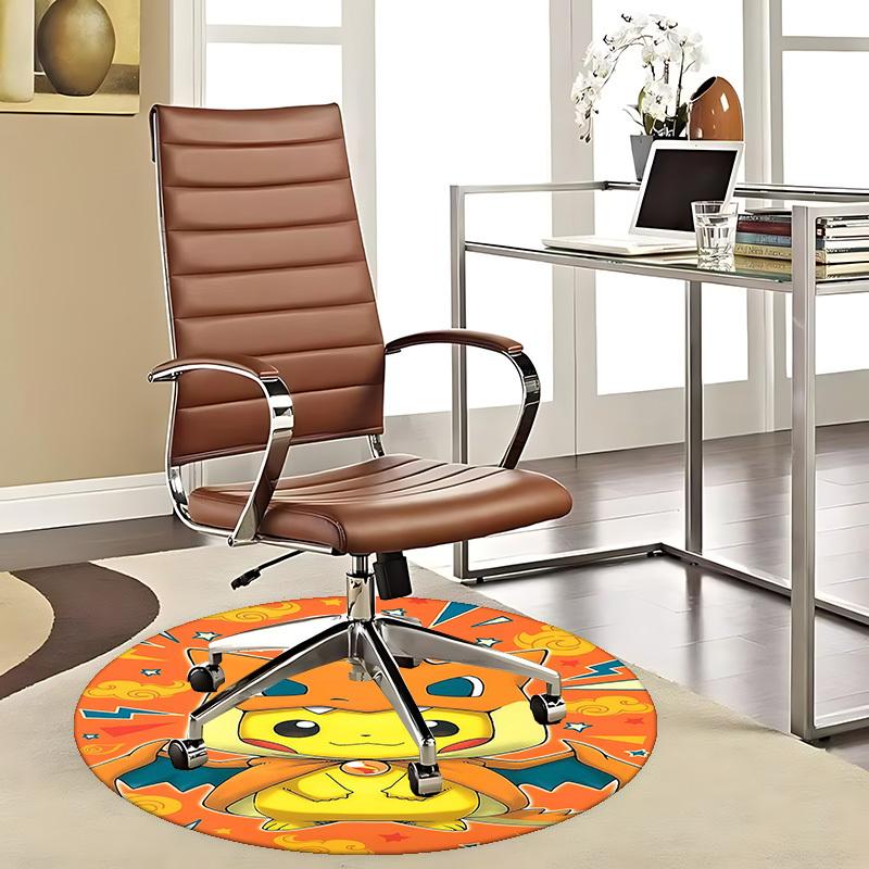 

1pc Pikachu & Charmander Pokémon Anime Design Round Carpet - Office Chair Mat, Non-Slip Rug for Home Decor, Living Room, Bedroom, Game Room 80cm