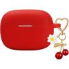 for JBL Vibe Beam 2 / JBL Vibe Beam Case Cover with Cute Cherry Daisy Flower Charm Keychain,Soft Silicone Protective Shock Cover for JBL Vibe 200TWS