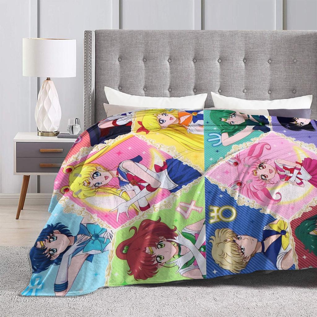 S-Sailor M-Moon Anime Blanket Camping Flannel Bedding Throws For Living Room Warm Soft Design Quality Bedspread Gift