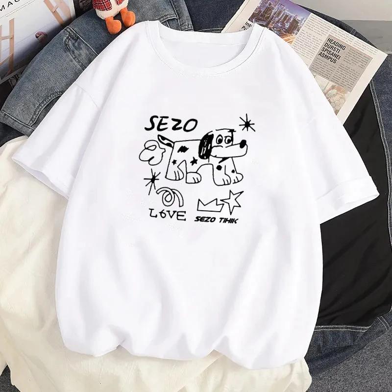 Niedliches Katze Hund Bedrucktes T-Shirt Japanischer Preppy-Stil Tees Lustige Kätzchen T-Shirt Damen Lässig Kurzarm Streetwear T-Shirt Tops