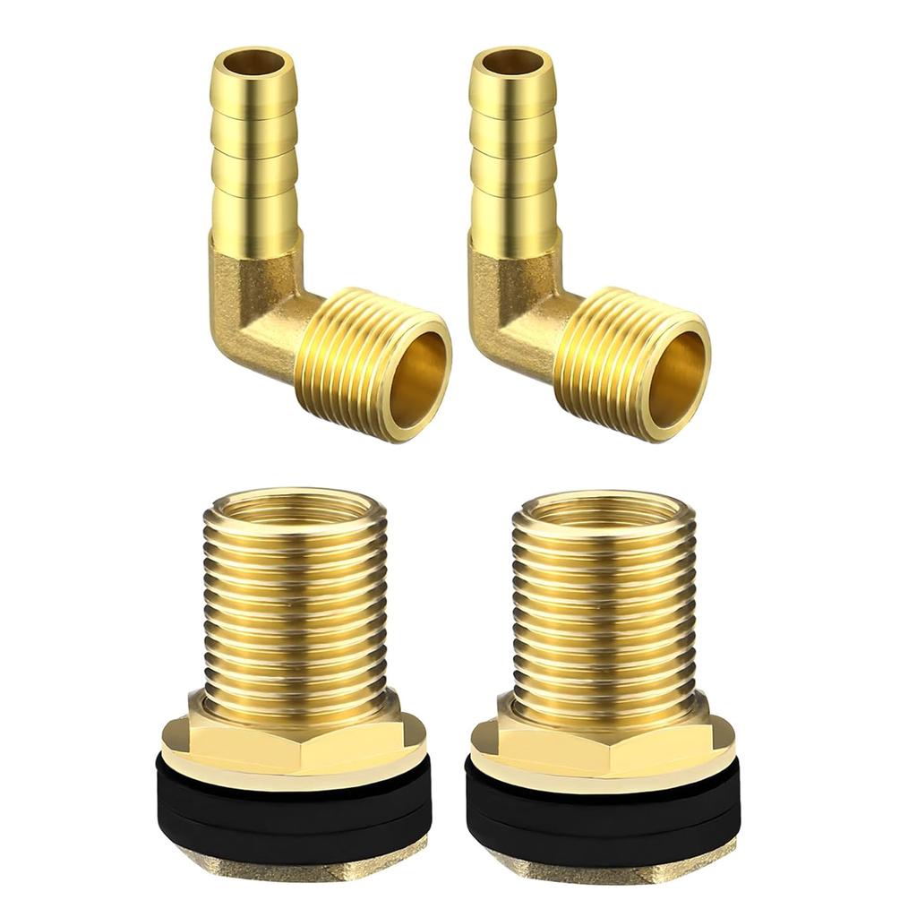 Brass Water Tank Fitting Set Metal Tank Connectors Barrel Fittings Upgrades for Buckets Containers & Irrigation Use