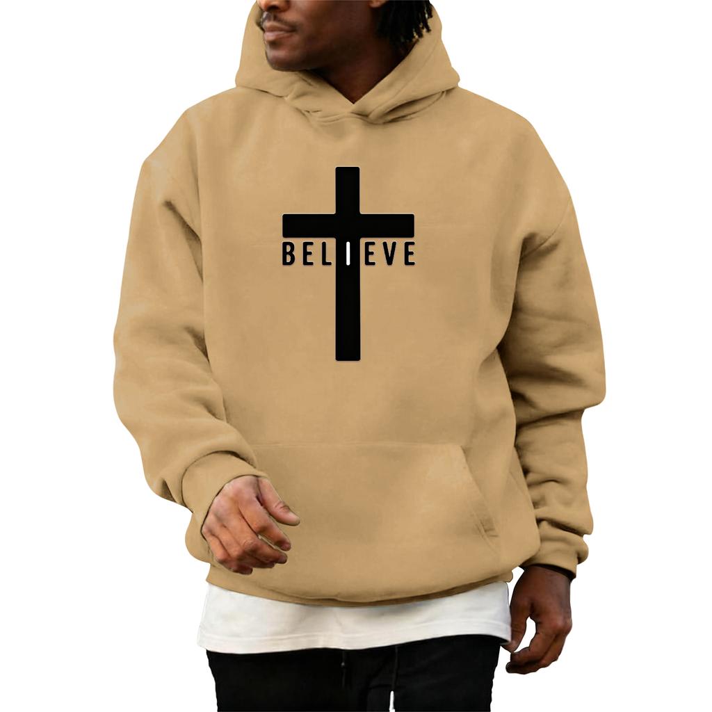 Pullover für Herren Kreuz Pullover Kapuzenpullover Grafik Langarm Sweatshirt