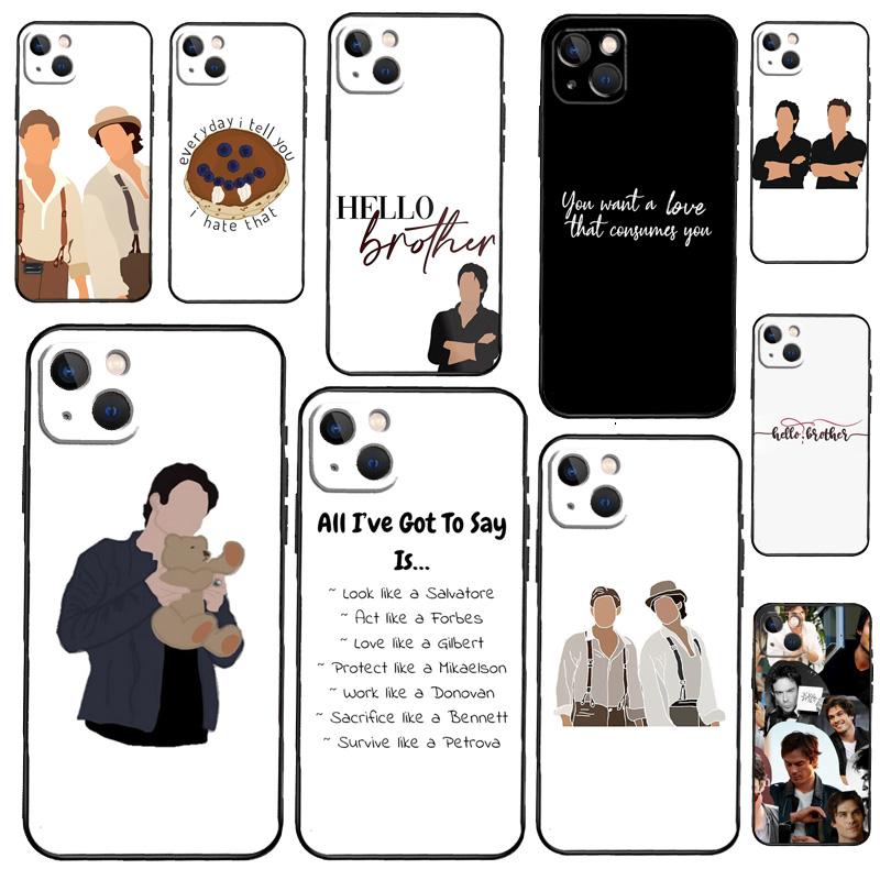 Custodia per Telefono Damon e Stefan Vampire Diaries per iPhone 13 12 11 14 15 16 Pro Max Plus XR X XS MAX Cover Posteriore Morbida