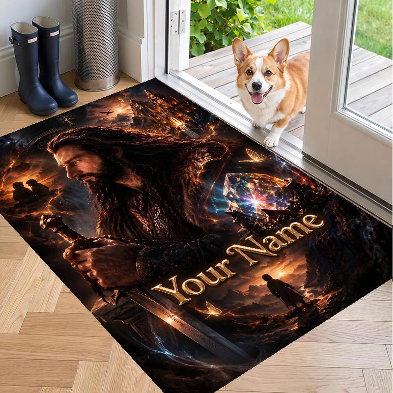 Custom Name The Hobbit Crystal Velvet Floor Rug Personalized Text Soft Carpet Home Decor