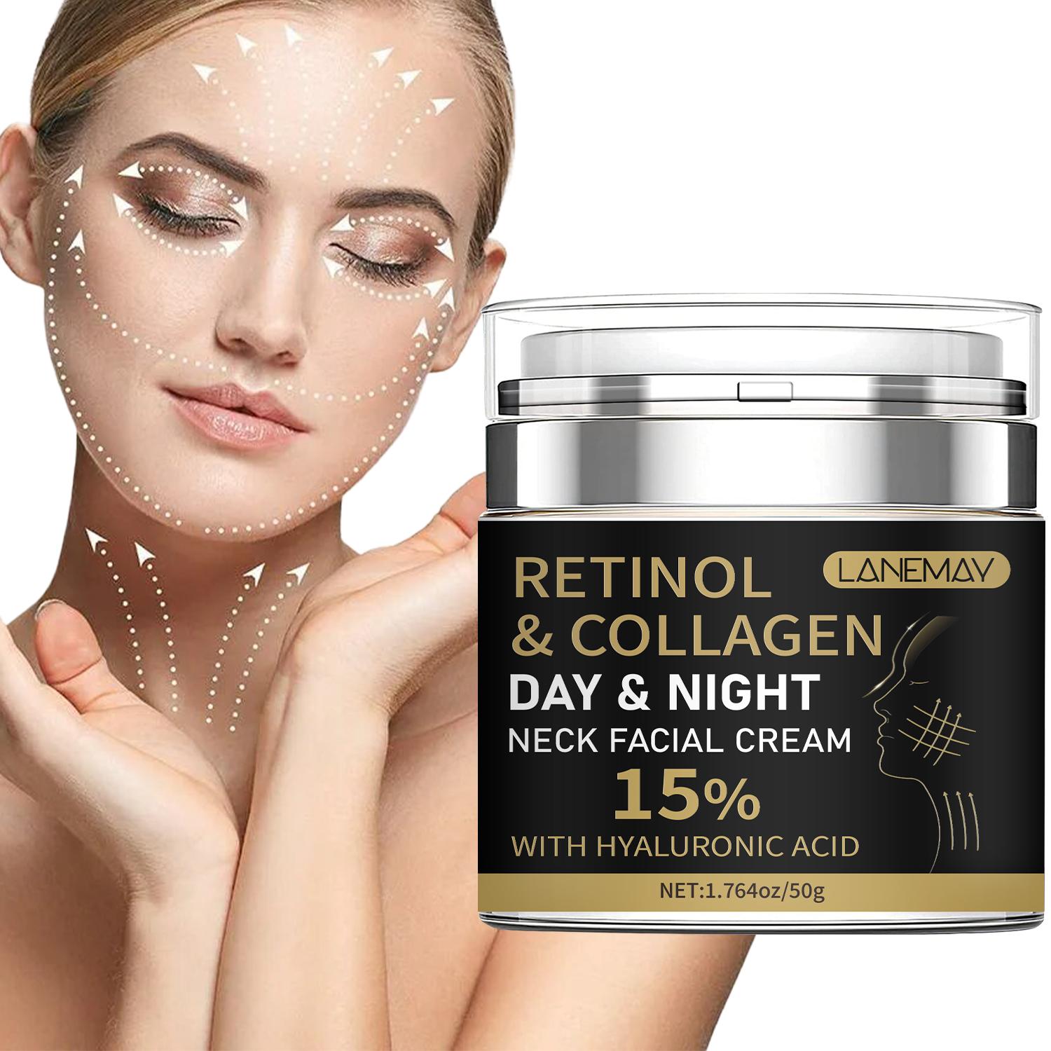 

Крем для лица и шеи с ретинолом и коллагеном - Увлажняет и укрепляет кожу - Гладкая молодая кожа - Подходит для всех типов кожи, 50 г