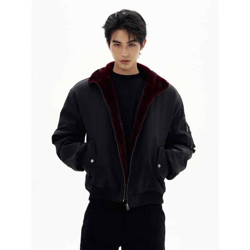 Kisko Winter American-Style Fur Collar Quilted Bomber Jacket with Stand Collar for Men and Women, Trendy Brand, Cool and Warm Cotton Coat