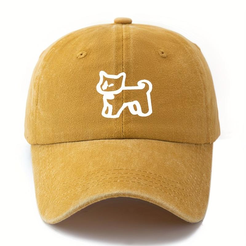 Printed Cartoon Dog Baseball Cap for Men and Women Outdoor Lightweight Sun Protection Vacation Camping Casual Duckbill Cap.