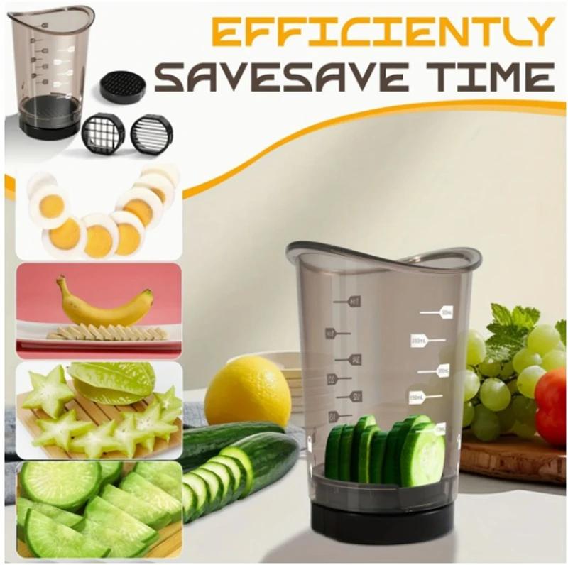 Fruits Vegetables Slicer Cup Upgrade Strawberry Slicer Grape Speed Cutter Stainless Steel Cutting Cup Kitchen Gadgets Tools