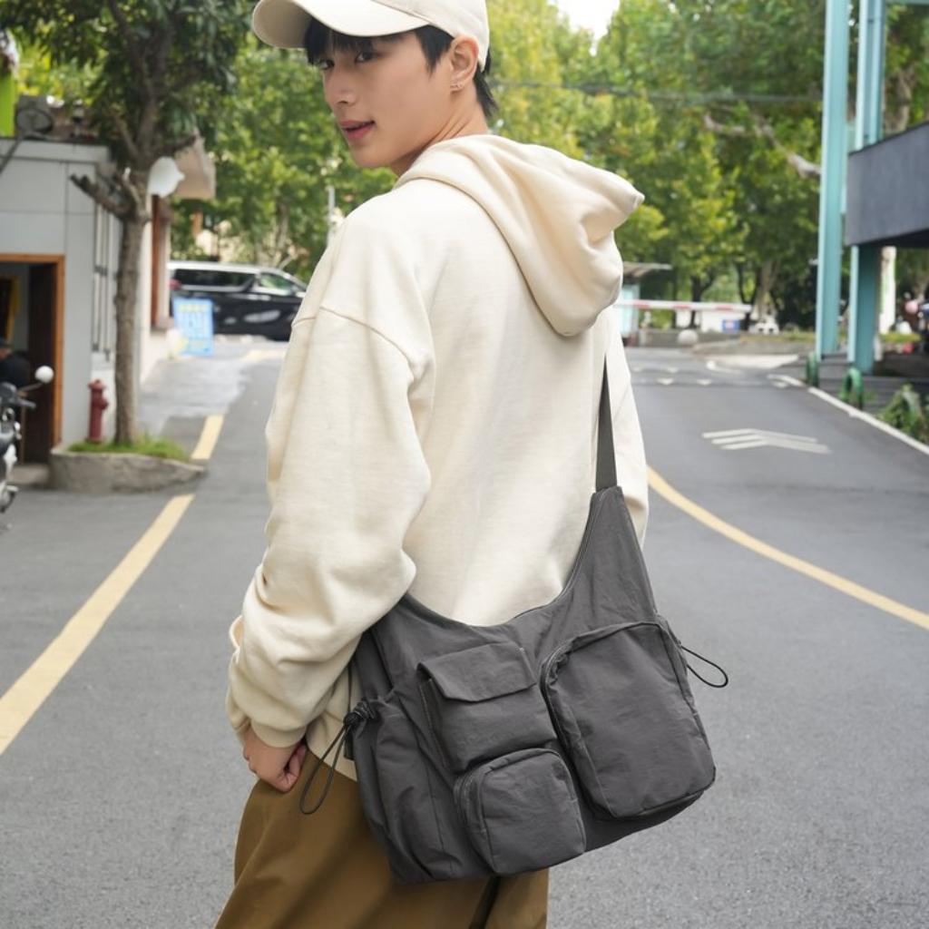 Shoulder Bag Unisex Nylon Multi Pocket Large Capacity Daily Commute