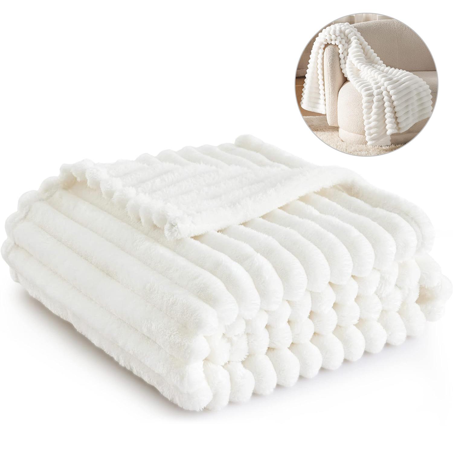 

White Fleece Throw Blanket for Couch - Super Soft Cozy Blankets for Women, Cute Small Blanket for Girls, 59x79 Inches 39x59inch