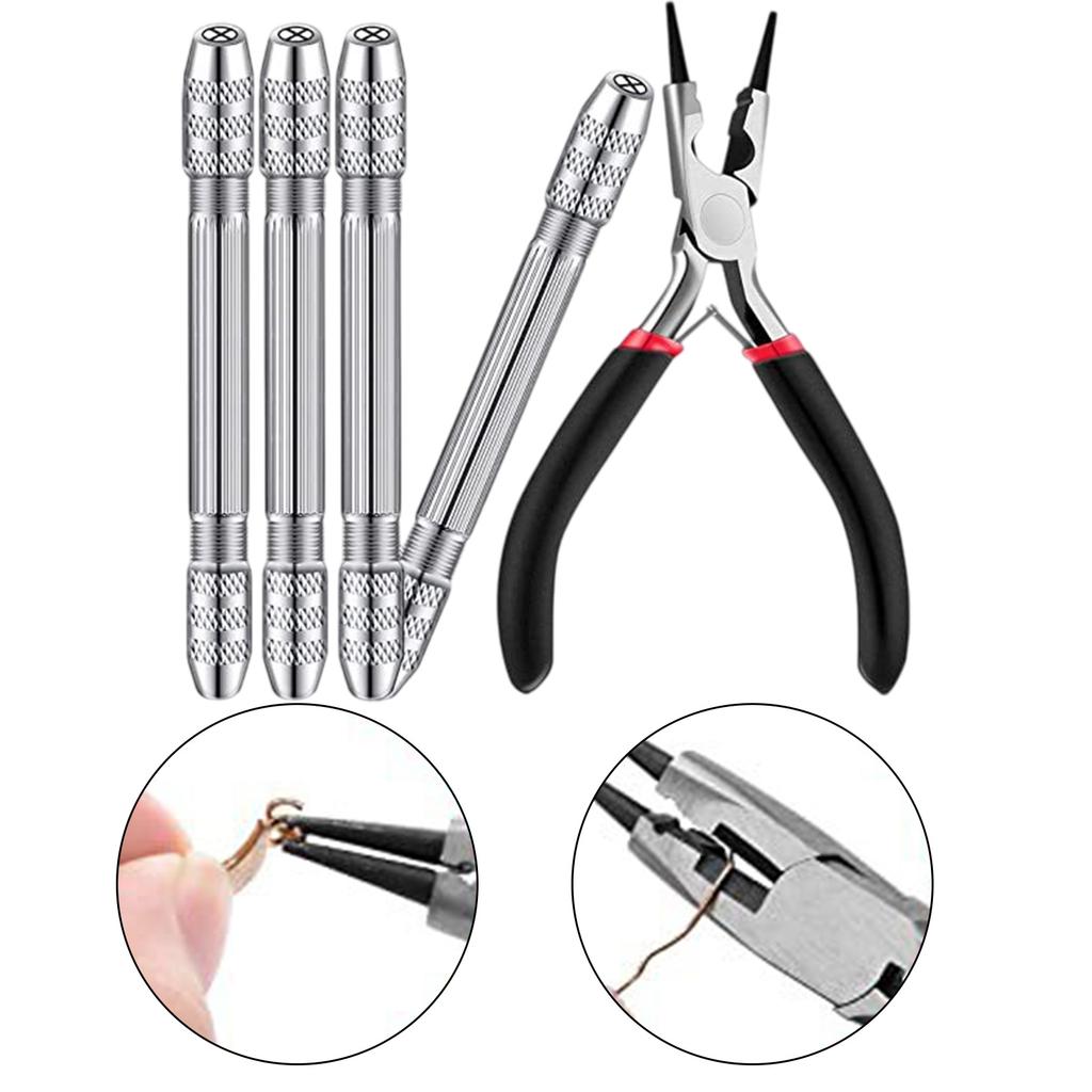 Dual End Hand Drill Jewelry Making Set for Wire Twisting and Metalworking with Carbon Steel Bits