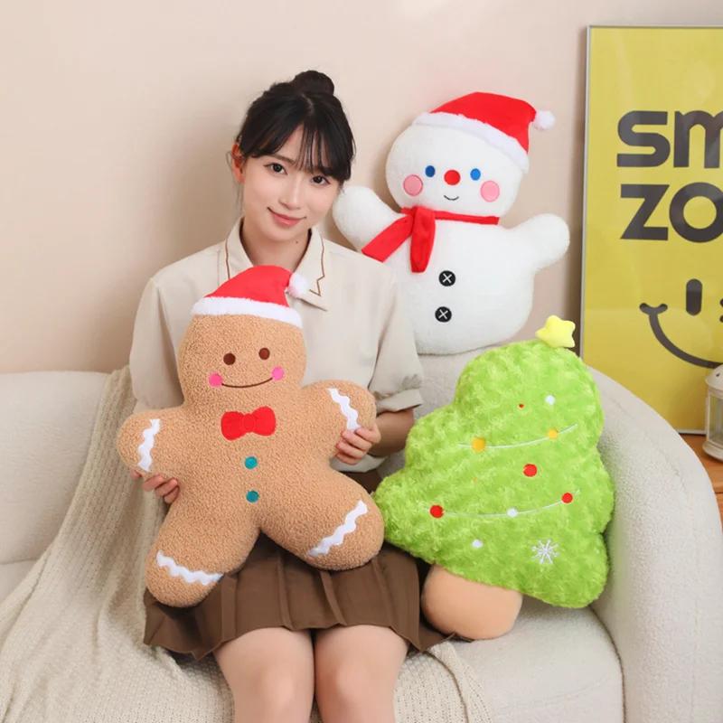 Kawaii Christmas Tree Plush Dolls Stuffed Soft Animals Cartoon Snowman Gingerbread Man Toys For Kids Baby Xmas Gift Party Decor