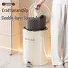 Light Luxury Pedal-Operated Metal Trash Can with Dual Lid, Large Capacity for Bathroom & Living Room