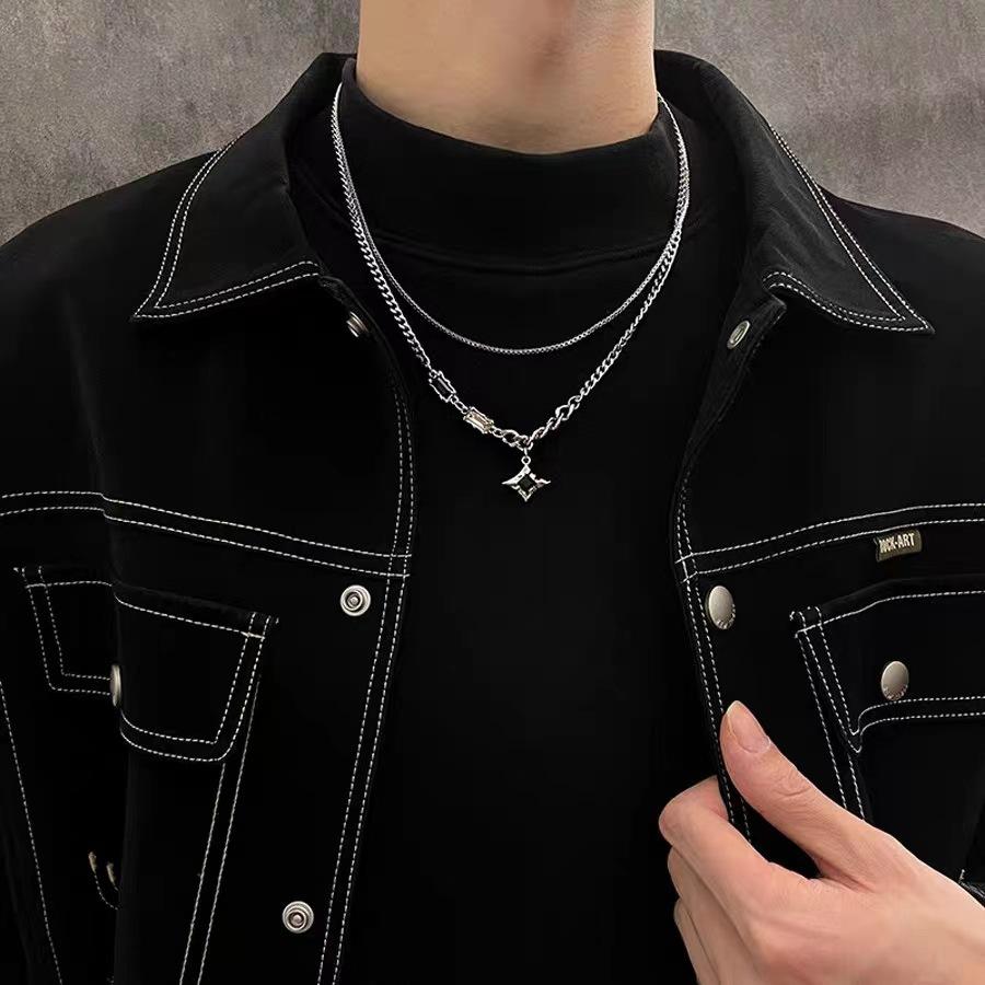 Hot selling Mangxing double-layer necklace with hip-hop design, niche and personalized accessories