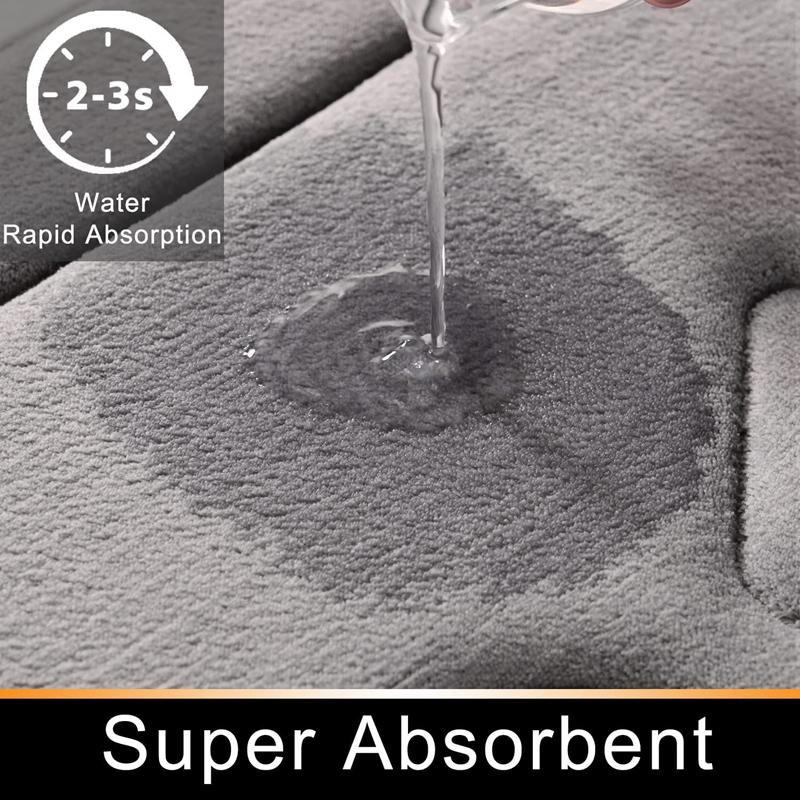 Inyahome Tapis de bain à mémoire de forme Tapis pour salle de bain Absorbant l'eau Sol Intérieur Tapis de porte Extérieur Tapis de cuisine Tapis de douche Blanc