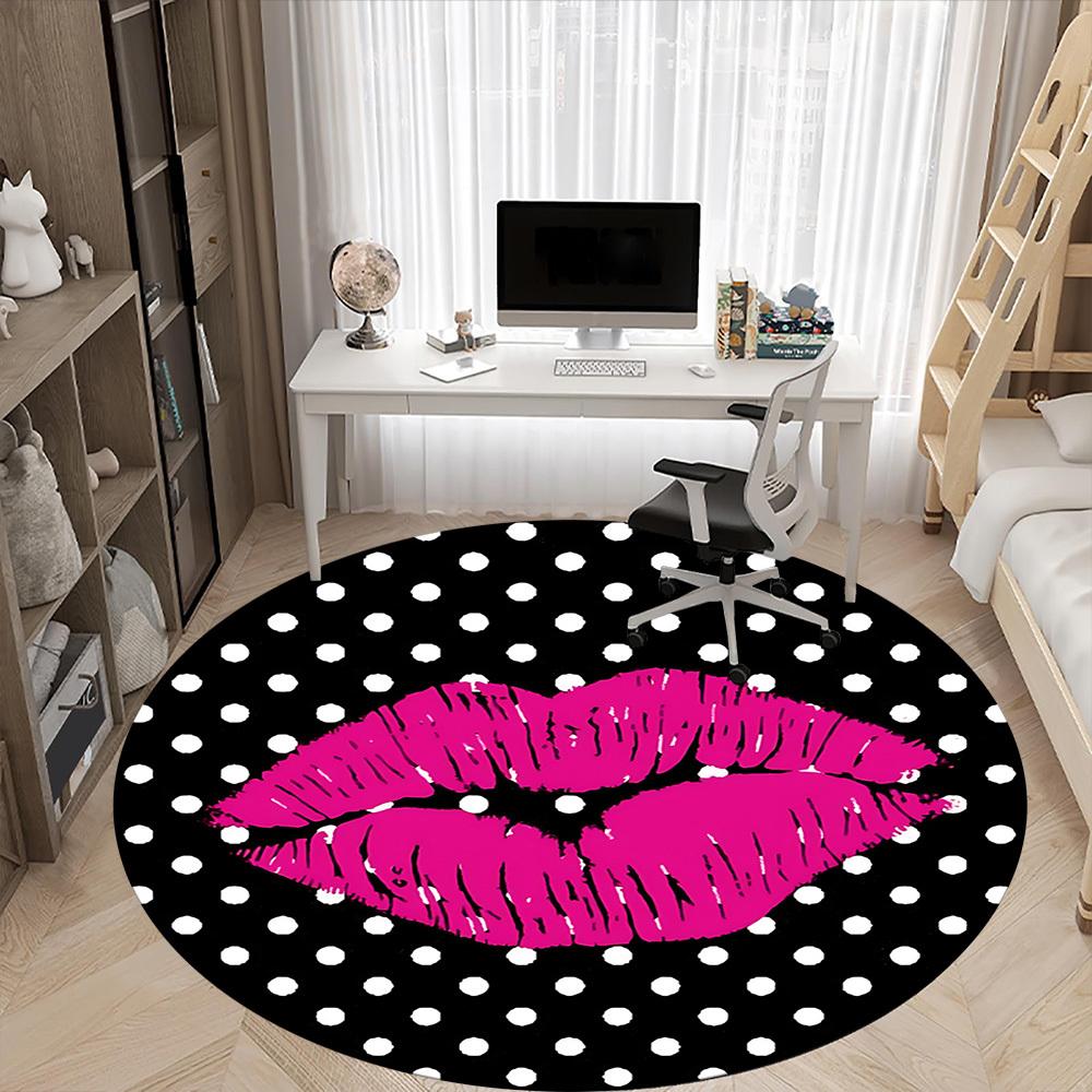 1pc Lips Polka Dot Chair Carpet for Office Machine Washable Rug for Office, Good Gift for Family or Friends yy251225177