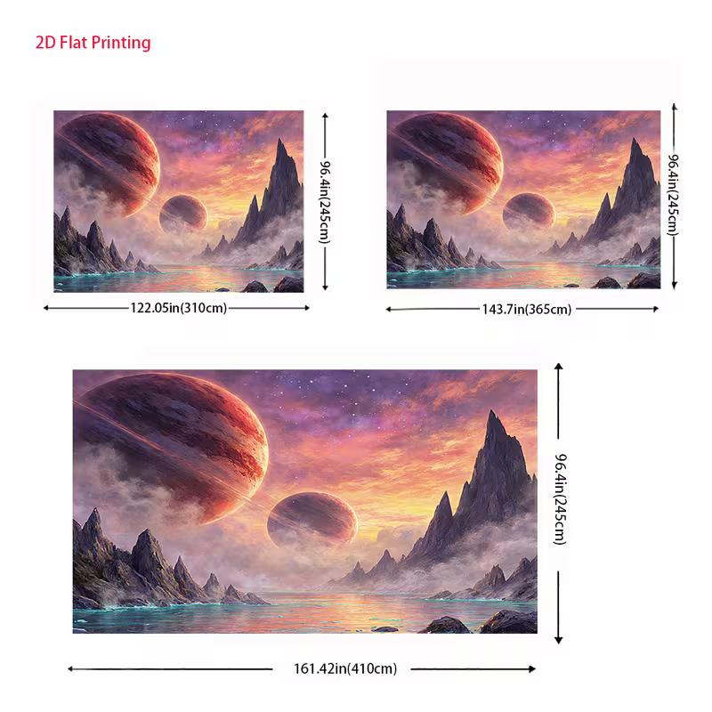 2D Fantasy Space Backdrop for Alien-themed Party, Gaming Room or Decor