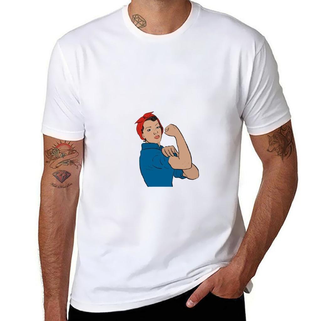 Rosie The Riveter TShirt Basic Short Sleeve Cotton Blend TShirt