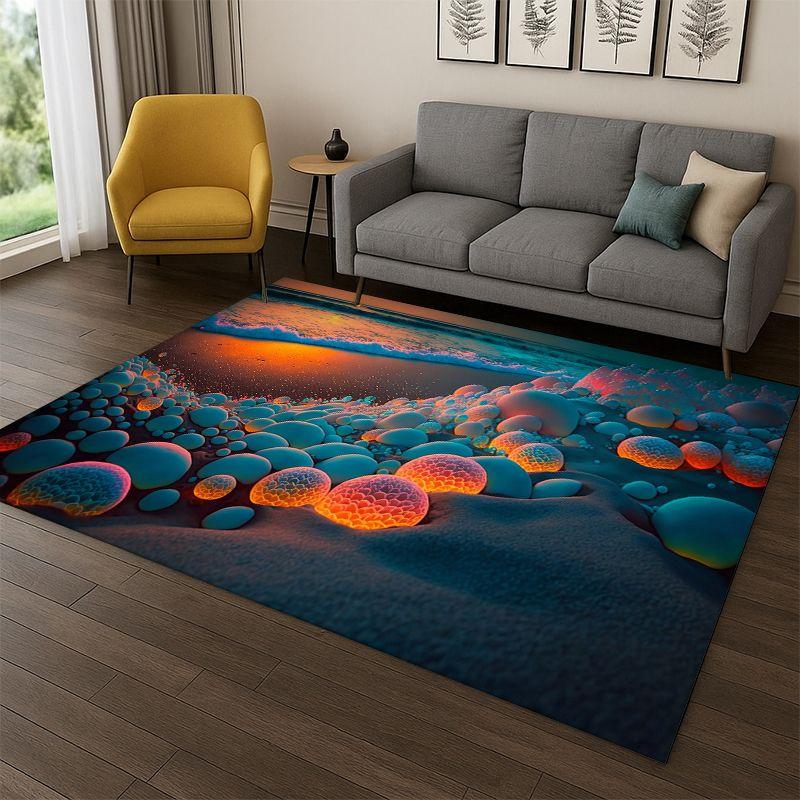 Colorful Pebble rainbow Cobblestone Stone Carpet Rug for Bedroom Living Room Sofa Playroom Doormat Home Decor,Area Rug Non-slip