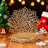 10 Stück Elegante Goldene & Silberne Platzsets Geeignet für - Luxuriöser Runder Tisch S mit Goldenem Blatt- & Rankendesign, Langlebige Tischschoner aus PP-Kunststoff