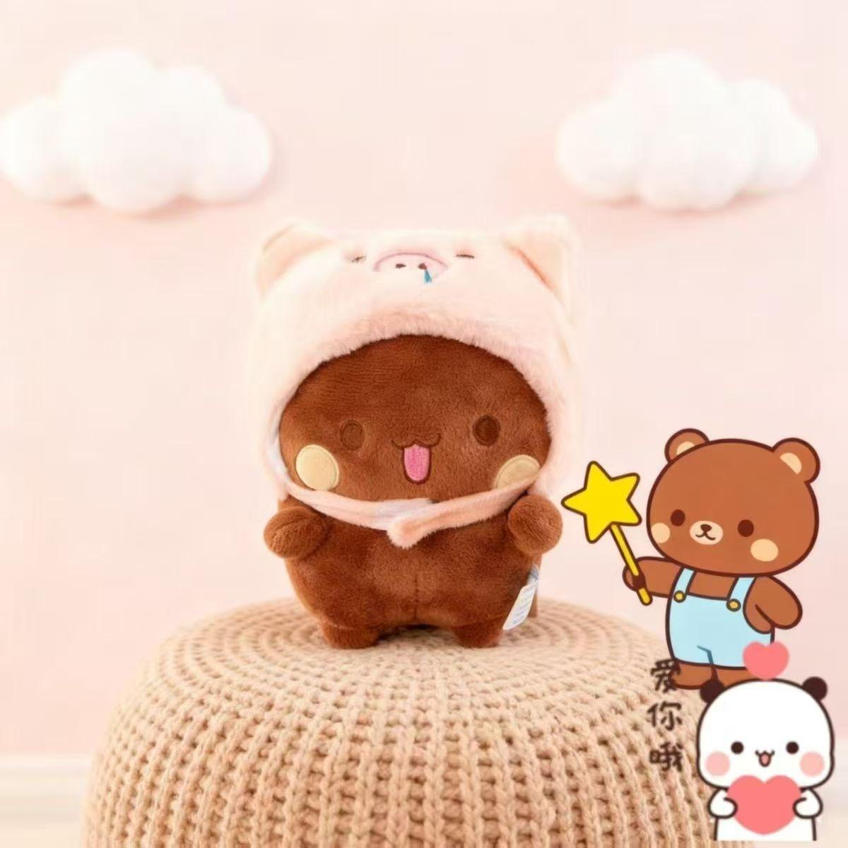 20cm Panda Bubu En Yier Pluche Speelgoed Crossdressing Pop Cartoon Panda Bubu En Dudu Diverse Stijlen Dragen Een Hoed Pluche Speelgoed