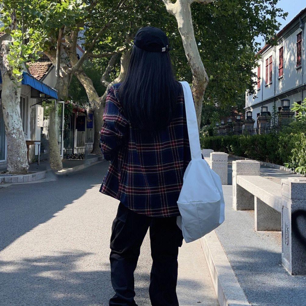 Women's Retro Plaid Loose Fit Long Sleeve Shirt Jacket - Plus Size